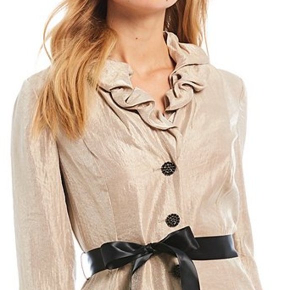 NWT Adrianna Papell Ruffle Collar Shimmer Top - Picture 2 of 5